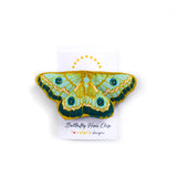 Butterfly hair clip, in mint, quilted, handmade, for dress up, playwear by lovelane designs