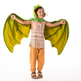 Green dragon wings costume, with velcro and hand straps, for fairytale dress up, playwear by lovelane designs