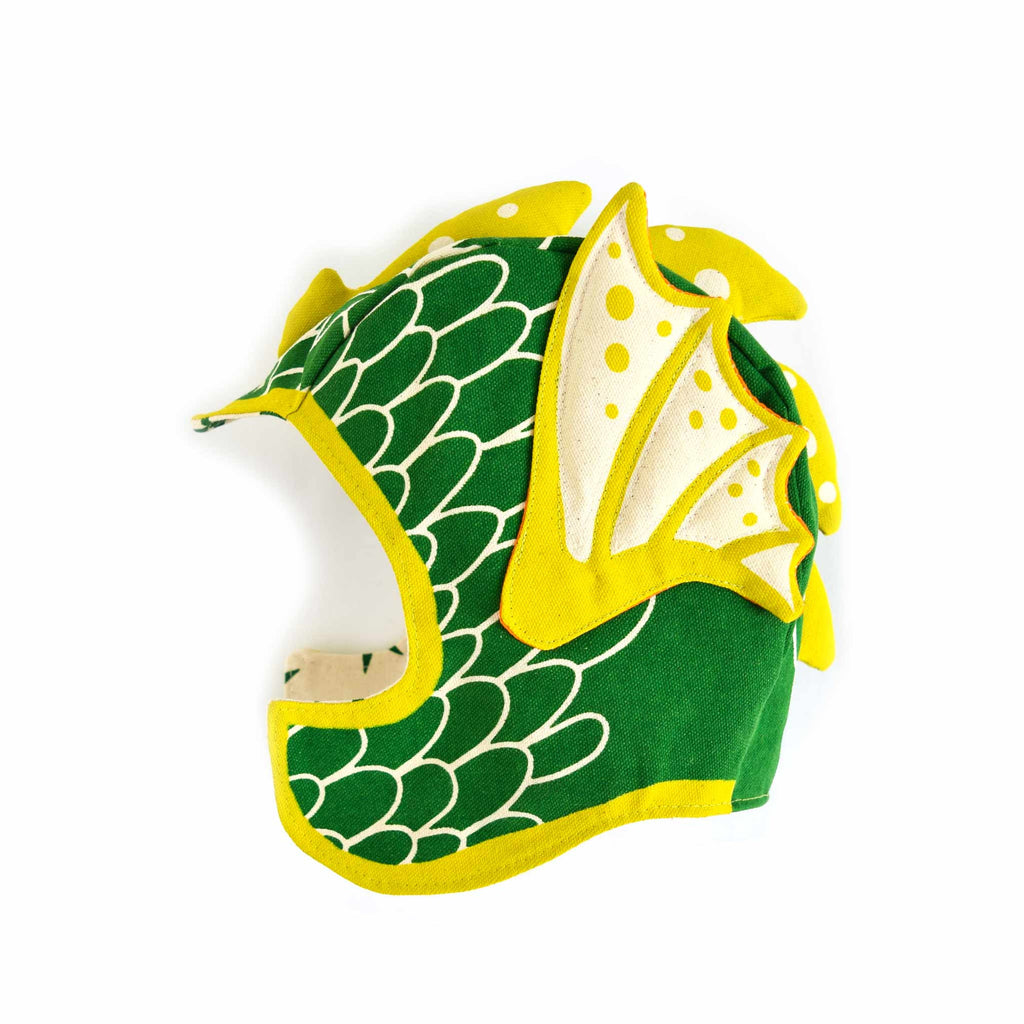 Green dragon hat costume set with wings, for fairytale dress up, playwear by lovelane designs