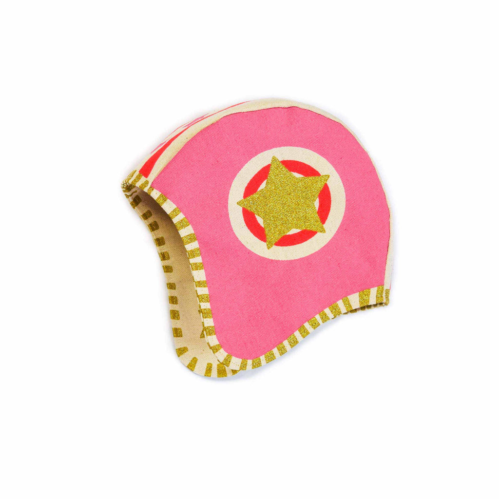 pink moto hat, helmet costume, for dress up, playwear by lovelane designs