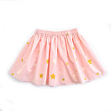Pink skirt with white and gold stars for butterfly fairytale costume set for child with tiara and wings for dress up, playwear by lovelane design