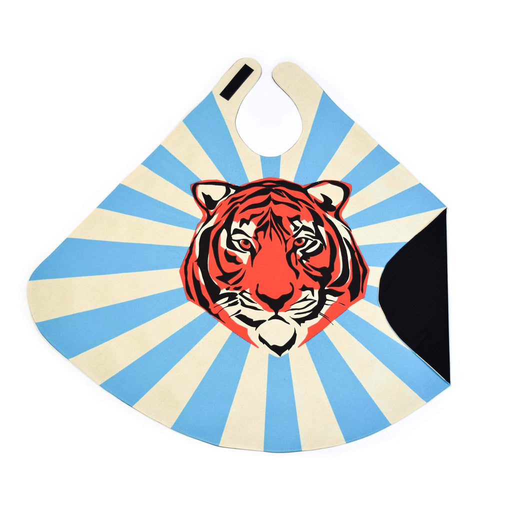 superhero cape orange tiger blue stripes lovelane designs