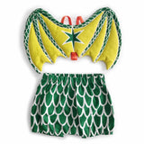 Green baby dragon wings and bloomers set for dress up, playwear by lovelane designs